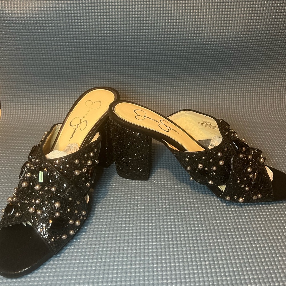 Jessica Simpson super comfortable sparkle Pearl black heel Sz:10m